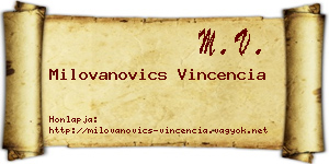 Milovanovics Vincencia névjegykártya